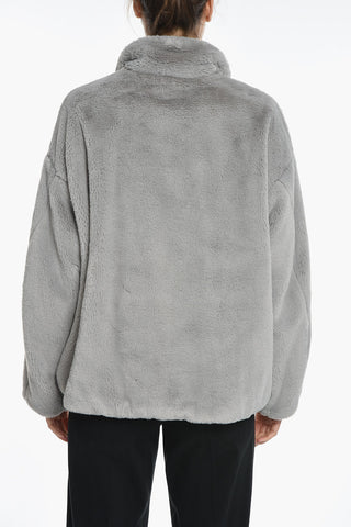 Eco-fur Short Coat with Front Zip