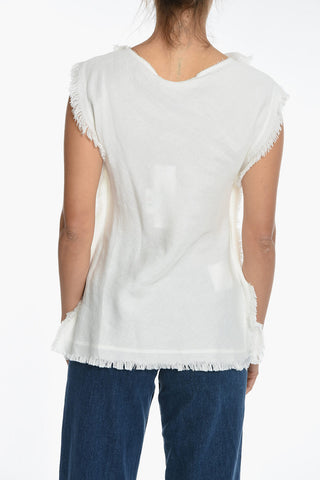 Tank Top con Spacchi Laterali e Bordi Sfrangiati