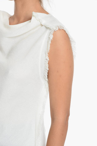 Tank Top con Spacchi Laterali e Bordi Sfrangiati