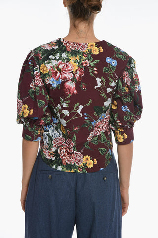 Floral Print Puff Sleeves Blouse