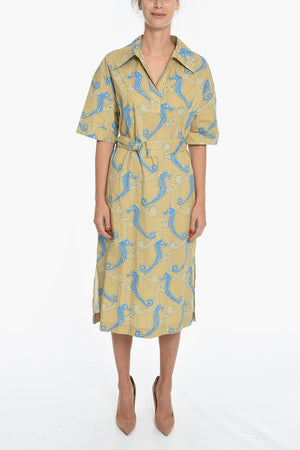 Maxi Hemdkleid MALENA mit Print und Gürtel