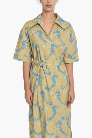 Maxi Hemdkleid MALENA mit Print und Gürtel