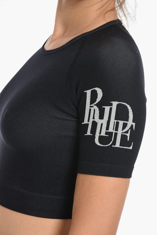 Ribbed Cropped Crew-Neck T-shirt