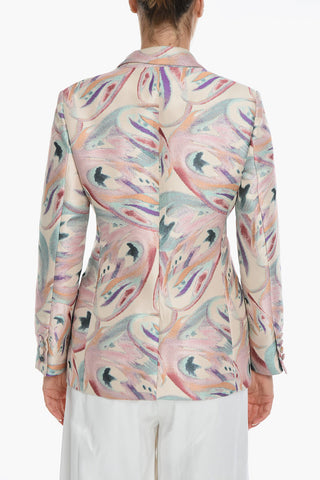 Floral Embroidery Lined Single Breasted Blazer