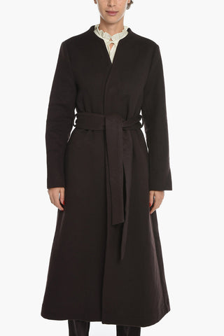 Solid Color Wool Coat with Belt