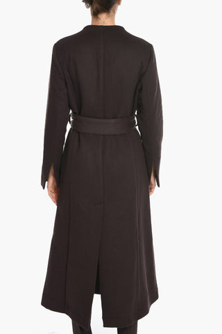 Solid Color Wool Coat with Belt