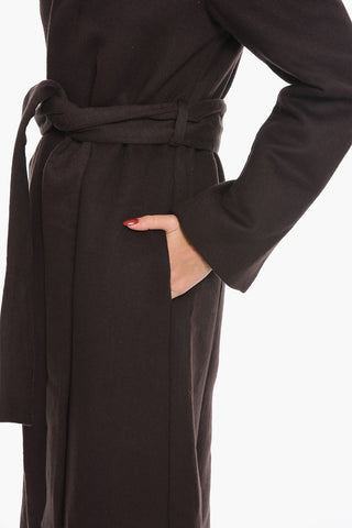 Solid Color Wool Coat with Belt
