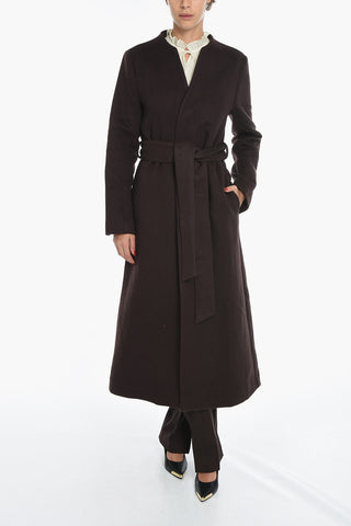 Solid Color Wool Coat with Belt