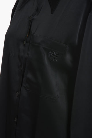 Relax-fitting EBBA Satin Shirt with Embroidered Logo