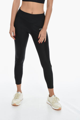 Solid Color Stretch Leggings with Contrasting Logo