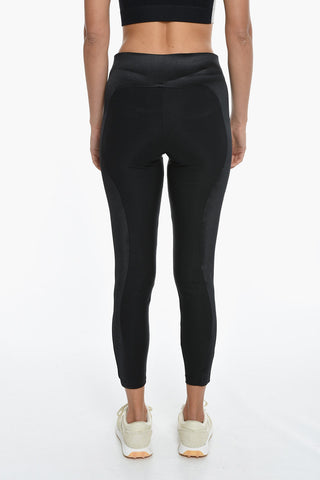 Solid Color Stretch Leggings with Contrasting Logo