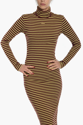 Turtle-neck Striped SONIC Bodycon Dress