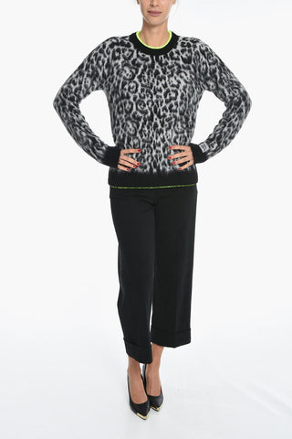 Crew Neck Alpaca Sweater with Jacquard Animal Motif