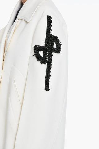 Virgin Wool Double Breasted Peacot with Contrasting Detail