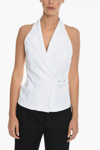 BOUTIQUE Bare Back Cotton Vest with Buckle
