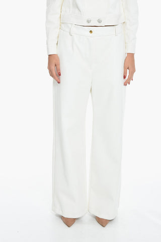 2 Pockets Eco-leather Wide Leg Pants