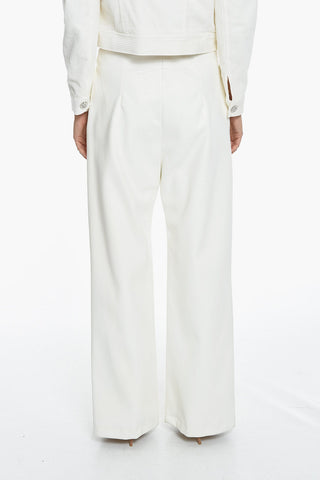 2 Pockets Eco-leather Wide Leg Pants