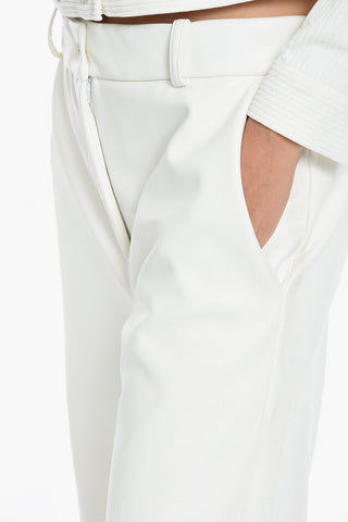2 Pockets Eco-leather Wide Leg Pants