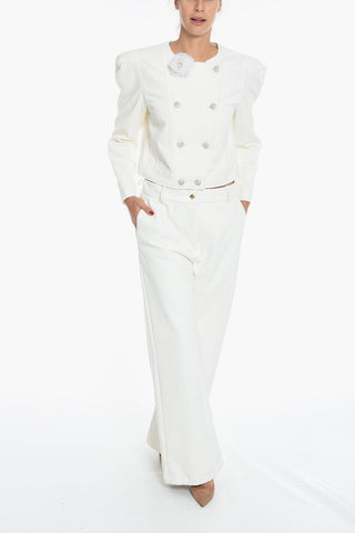 2 Pockets Eco-leather Wide Leg Pants
