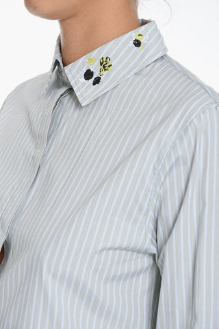 Embroidered Collar Shirt with Side Splits