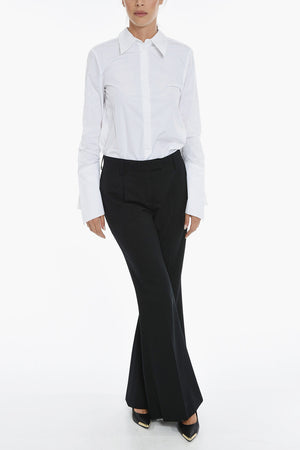 Virgin Wool Flared Trousers GABARDINE with 4 Pockets and Belt Loops