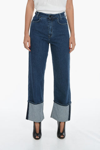 Cuffed Hem Straight Fit Jeans 25cm
