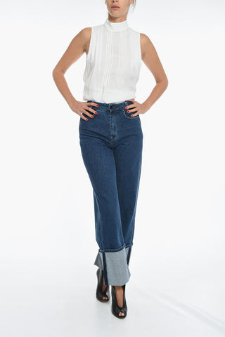 Cuffed Hem Straight Fit Jeans 25cm