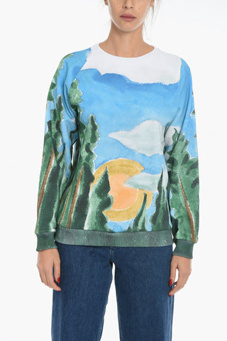 Crew Neck TRUE FOREST Fleece Cotton Sweatshirt