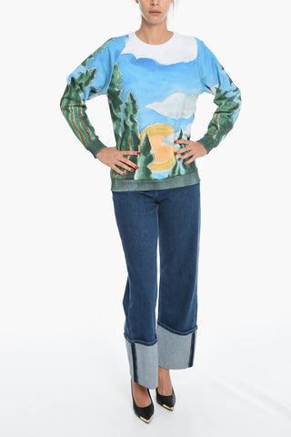 Crew Neck TRUE FOREST Fleece Cotton Sweatshirt