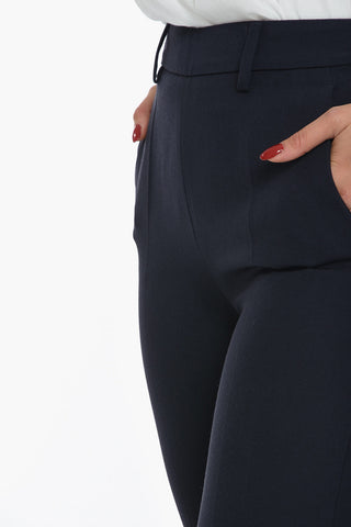 Flared Virgin Wool GABARDINE Pants with Belt Loops and 4 Pockets