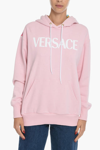 Brushed Cotton Hoodie with Barocco Motif Inserts