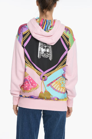Brushed Cotton Hoodie with Barocco Motif Inserts