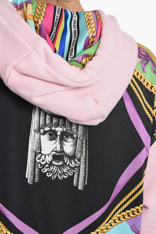Brushed Cotton Hoodie with Barocco Motif Inserts