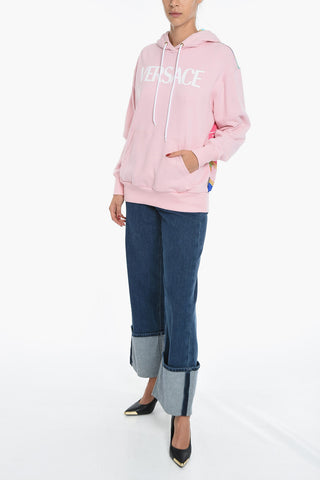 Brushed Cotton Hoodie with Barocco Motif Inserts