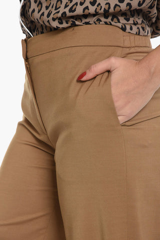 Pantaloni In Misto Lana Con Vita Elasticizzata