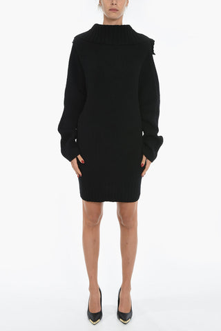 Wool and Cashmere ROSE Pull-Dress with Golden Details