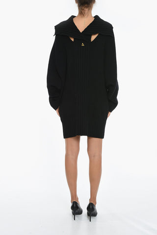 Wool and Cashmere ROSE Pull-Dress with Golden Details