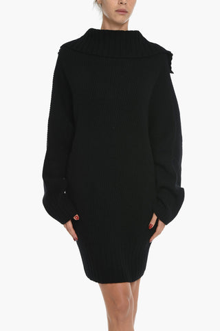 Wool and Cashmere ROSE Pull-Dress with Golden Details