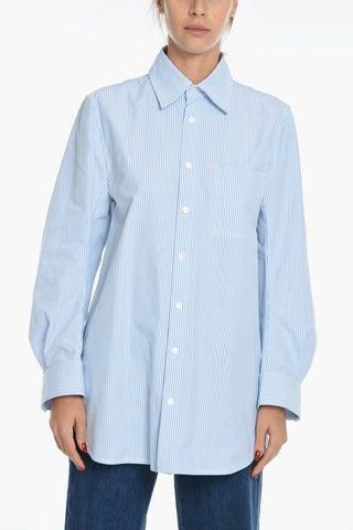 Awning Stripe Cotton Shirt with Breast-pocket