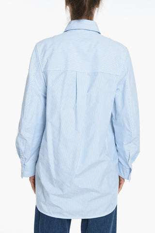 Awning Stripe Cotton Shirt with Breast-pocket