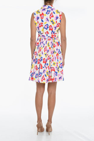 Floral-Motif Shirtdress with Belt
