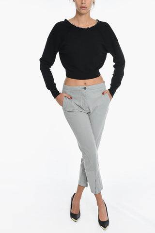 Wool Crop Sweater with Chain Detail
