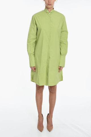 Wing-tip Collar Cotton Shirt Dress