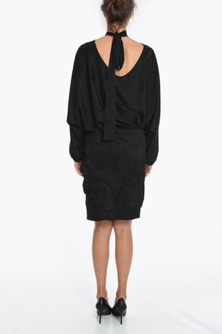 Batwing Sleeved DOSTAS Tie Neck Dress