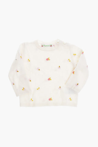 Cashmere Crew-neck Sweater with Floral Print