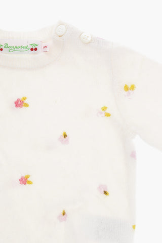 Cashmere Crew-neck Sweater with Floral Print