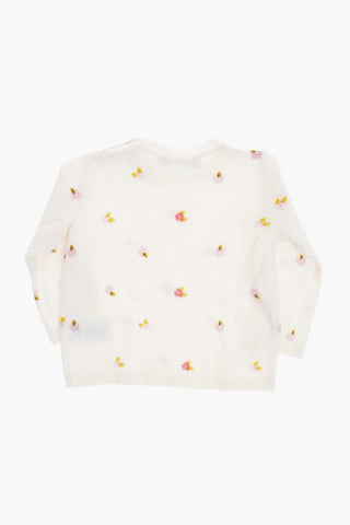 Cashmere Crew-neck Sweater with Floral Print