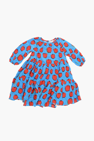 Vestito Bicolore con Stampa Mele all-Over