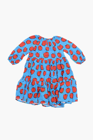 Vestito Bicolore con Stampa Mele all-Over