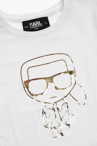 T-Shirt Girocollo con Stampa Dorata sul Fronte